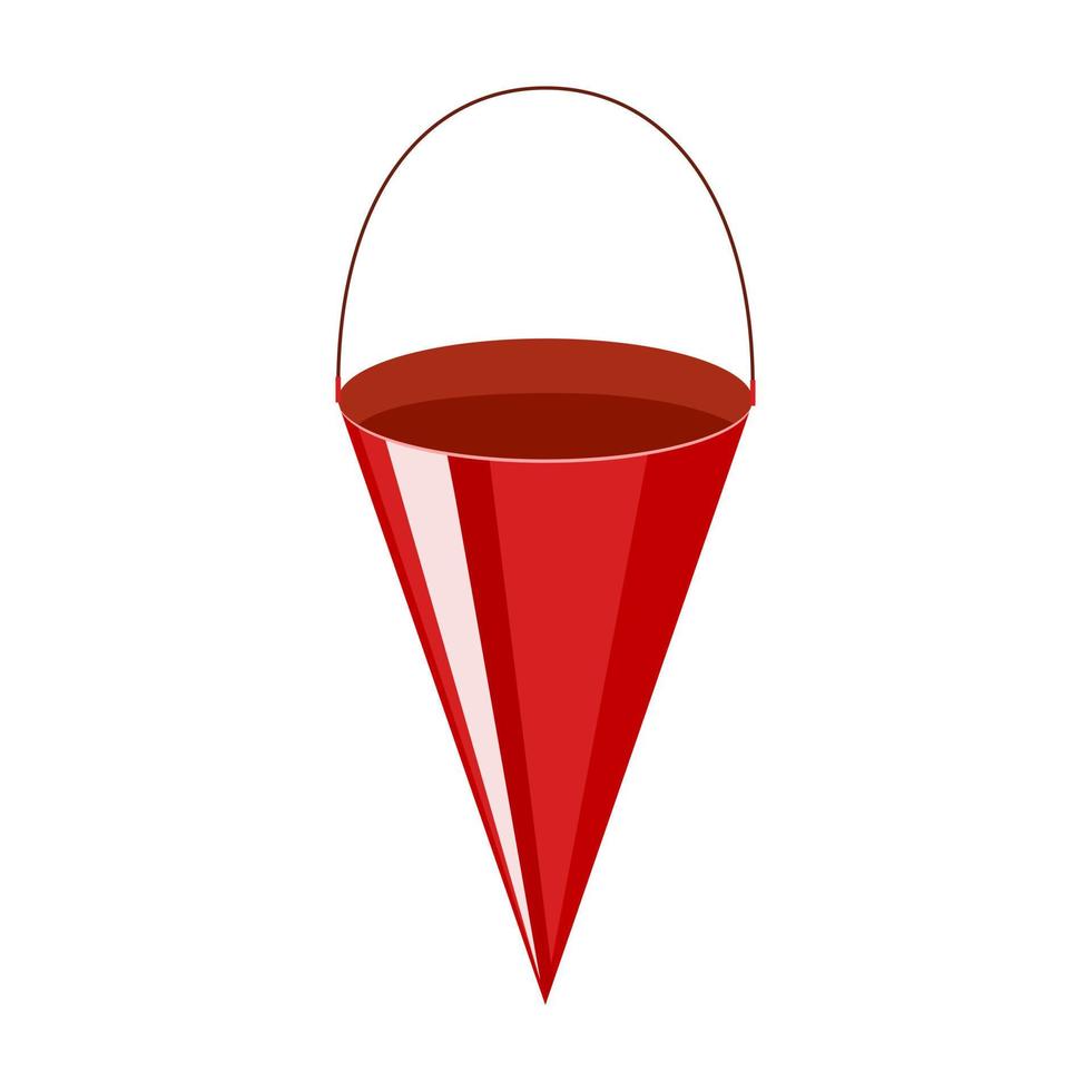 balde de fogo cônico isolado no fundo branco. símbolo de balde de metal vermelho em estilo simples. vetor