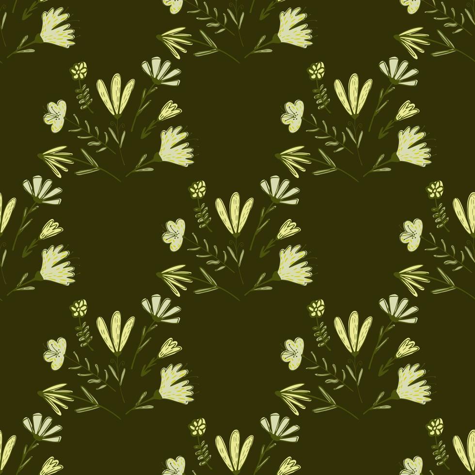 padrão decorativo sem costura em tons de verde-oliva com buquês de flores. impressão da natureza. vetor