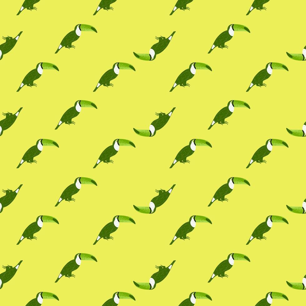 abstrato áfrica sem costura padrão animal com impressão de pássaro tucano exótico. fundo amarelo brilhante. vetor