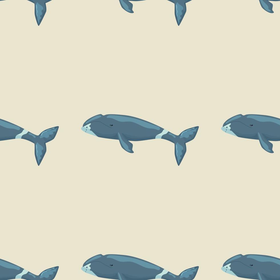 baleia-da-groenlândia padrão sem emenda sobre fundo branco. modelo de personagem de desenho animado do oceano para crianças. vetor