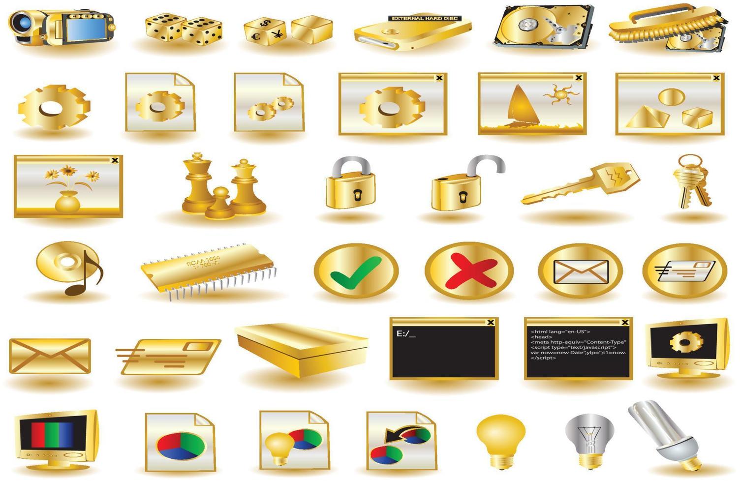 ícone de computador de ouro vetor
