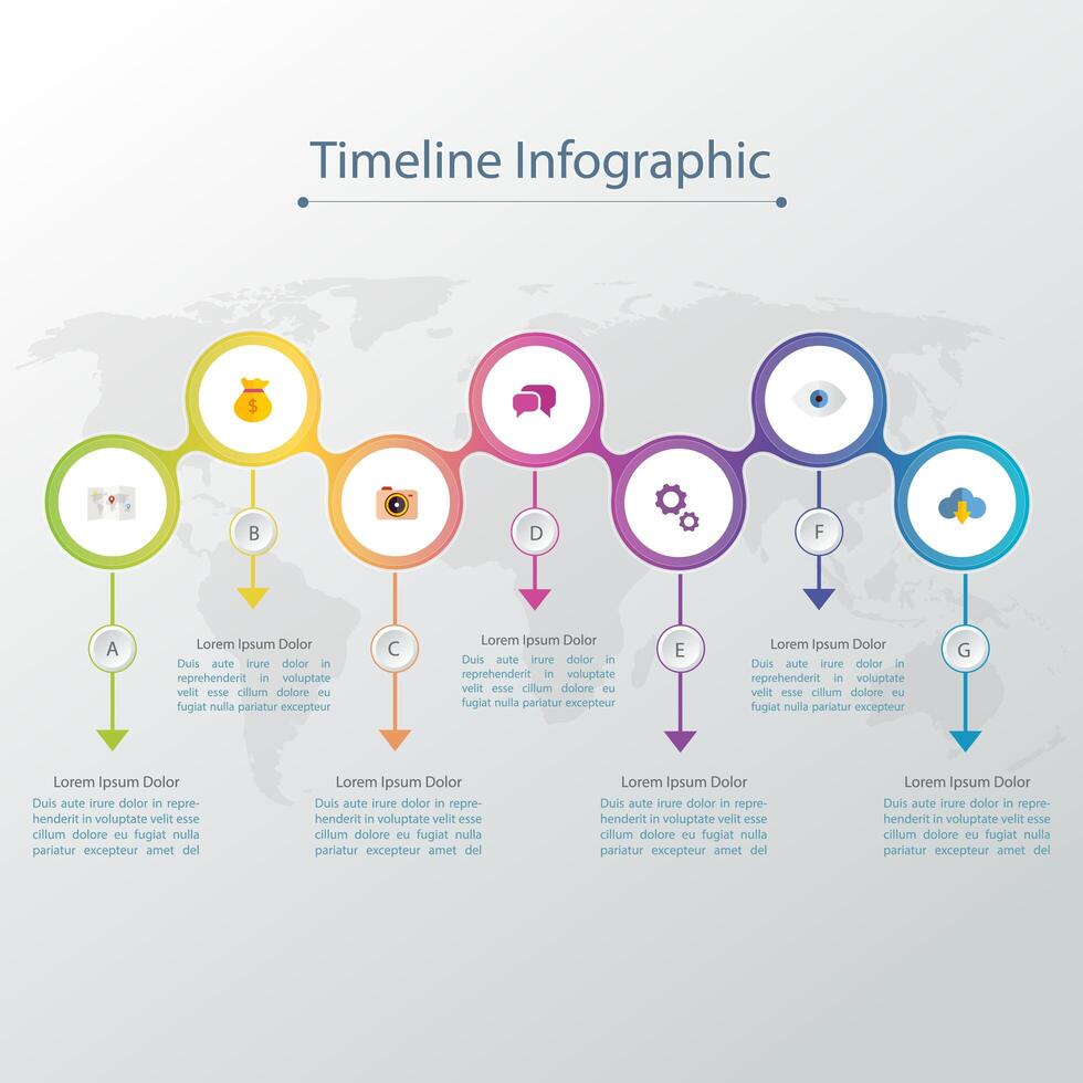 Modelo de design de infográficos de Timeline com etiqueta de papel 3D, fundo de círculos integrados. Espaço em branco para conteúdo, negócios, infográfico, diagrama, fluxograma, diagrama, linha do tempo ou processo de etapas vetor