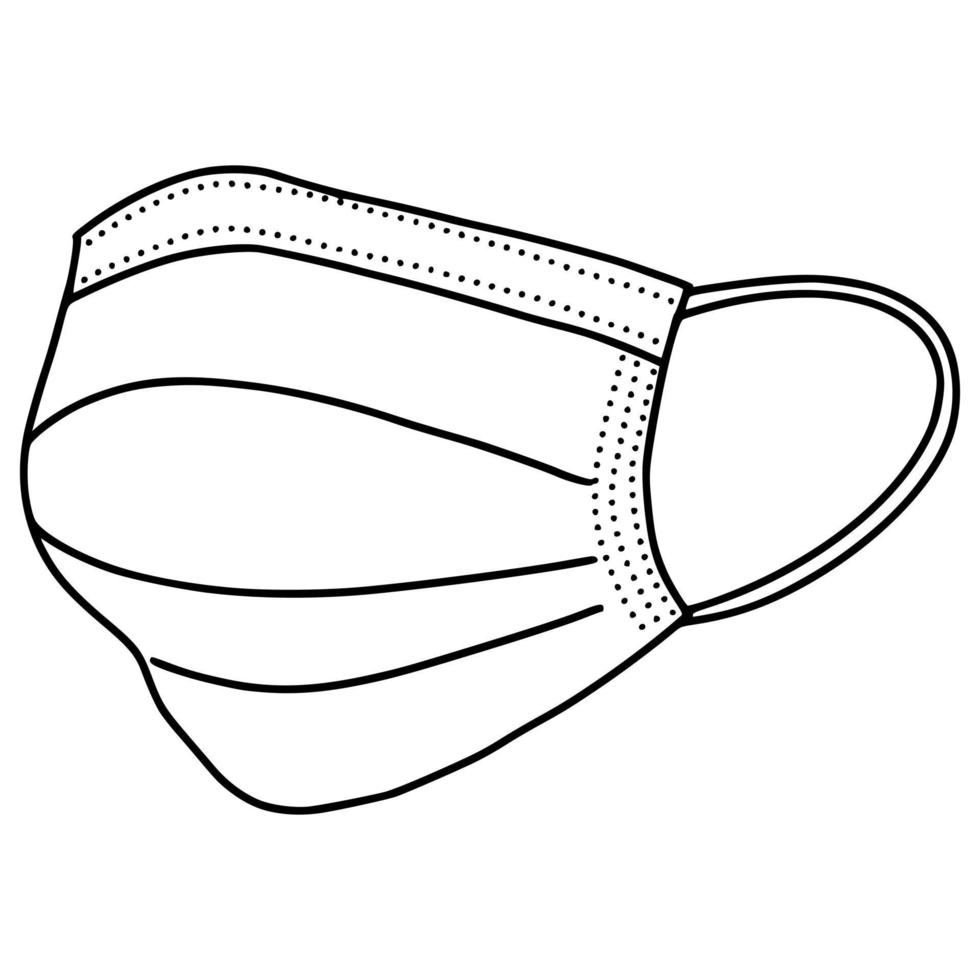 máscara médica desenhada à mão isolada no fundo branco, ilustração vetorial de proteção corona. vetor