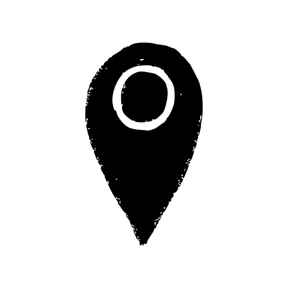 gps de ponto de localização de coordenadas desenhadas à mão, ícone de doodle de ponteiro de mapa. vetor
