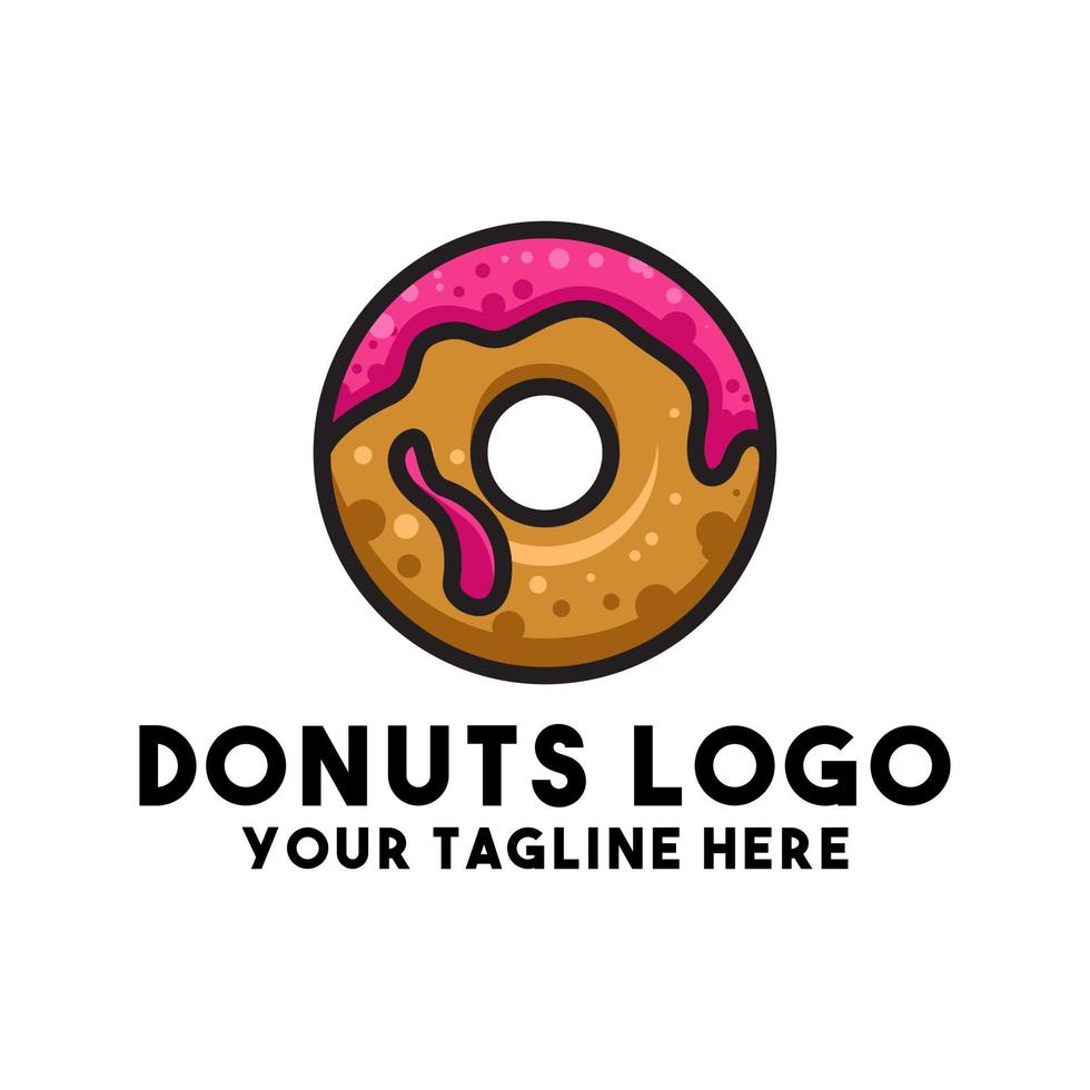 conceito de logotipo moderno de bolo de donuts vetor