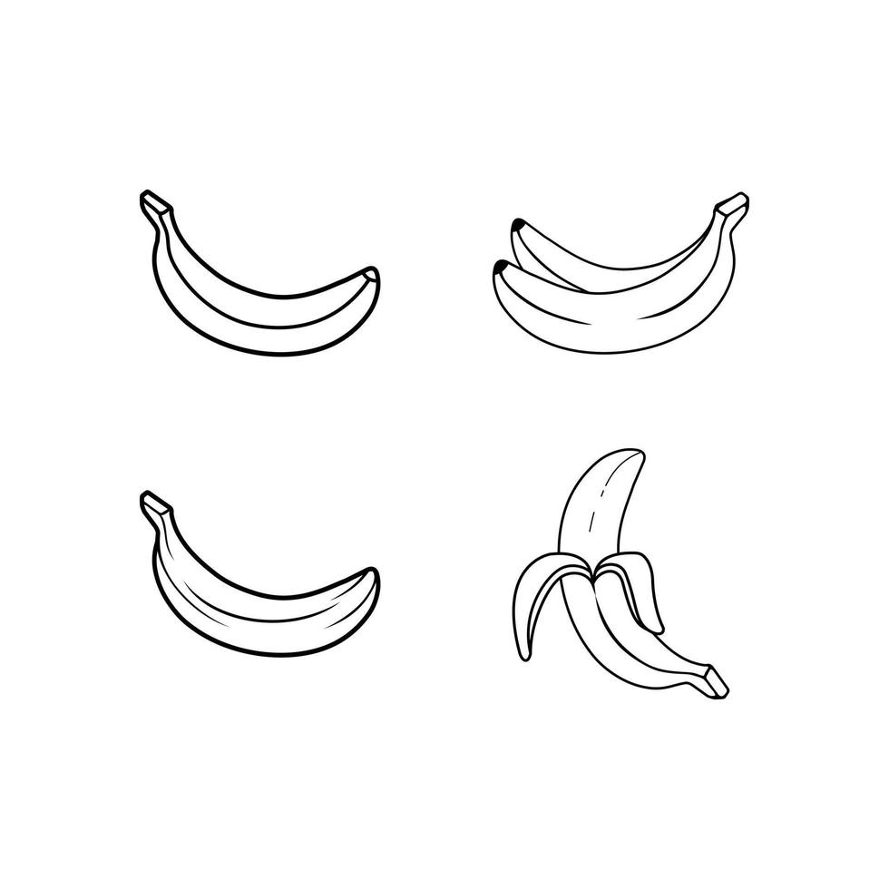 conjunto de contorno de ícone de fruta banana. coleção de ícones de frutas de banana vetor