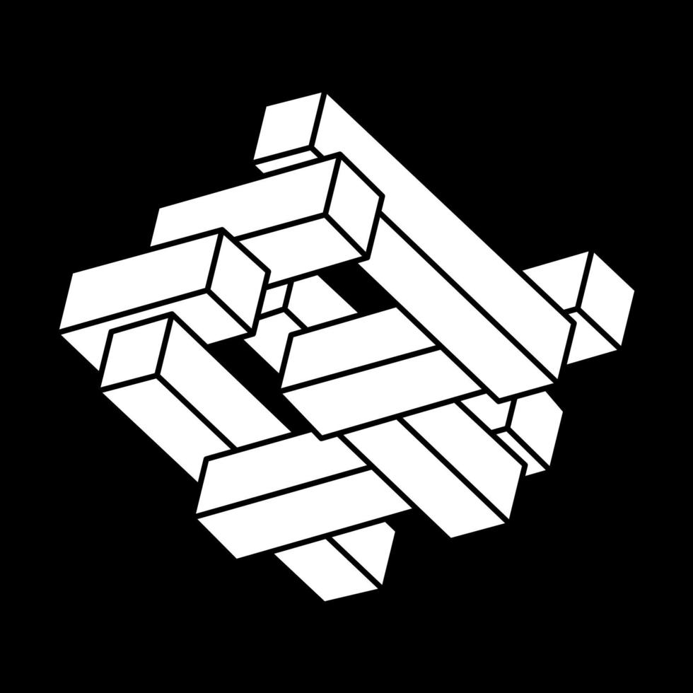 objeto de ilusão de ótica. design de logotipo de forma impossível. arte óptica. geometria. vetor
