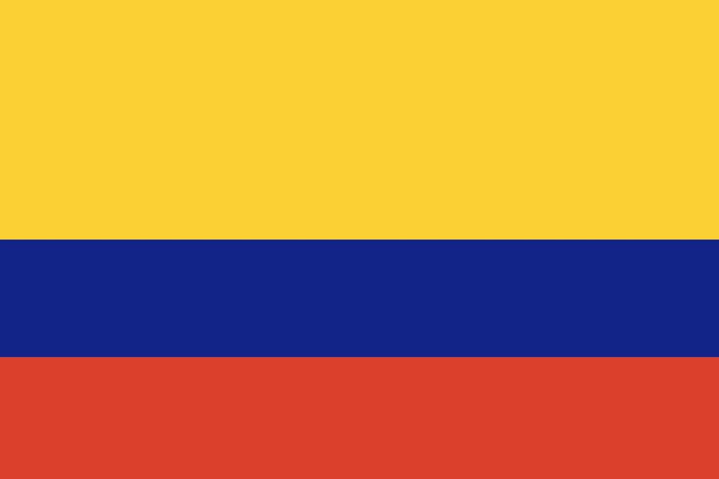 bandeira da colômbia, cores e proporções oficiais. bandeira nacional da colômbia. vetor