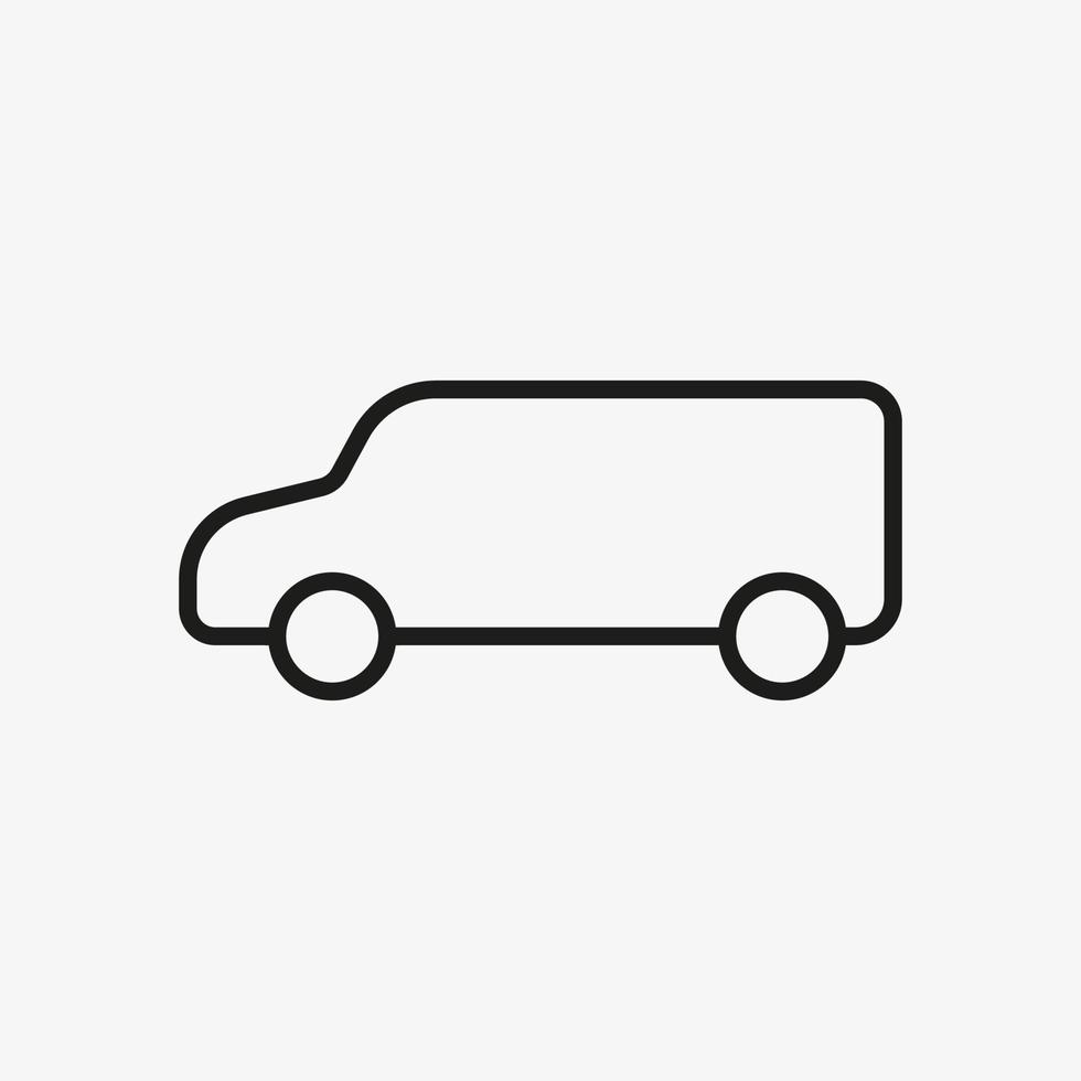 ícone de contorno de vetor de carro quadrado. mpv, pictograma de carro minivan