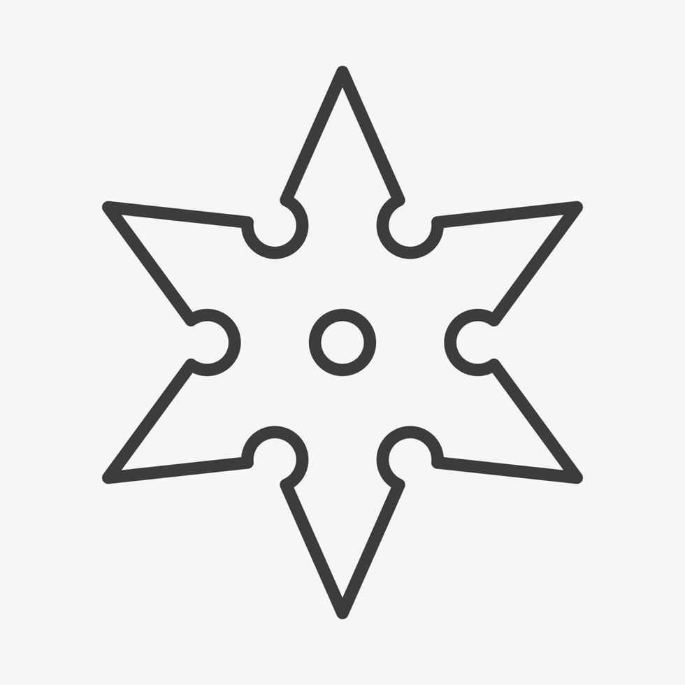 ninja shuriken jogando ícone de vetor de contorno estrela isolado no fundo branco. ilustração de estrela ninja para jogos e sites