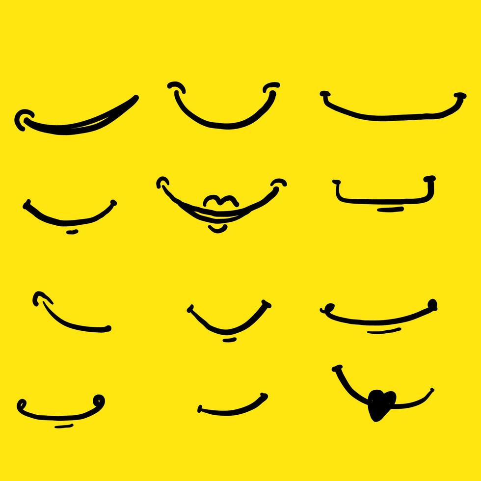 mão desenho doodle sorriso ilustração vetor isolado fundo