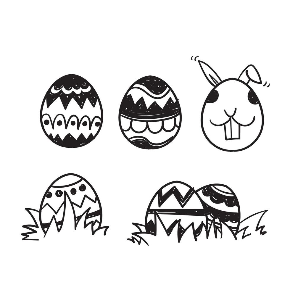 ícone de ilustração de coleção de ovo de páscoa doodle desenhado à mão isolado vetor