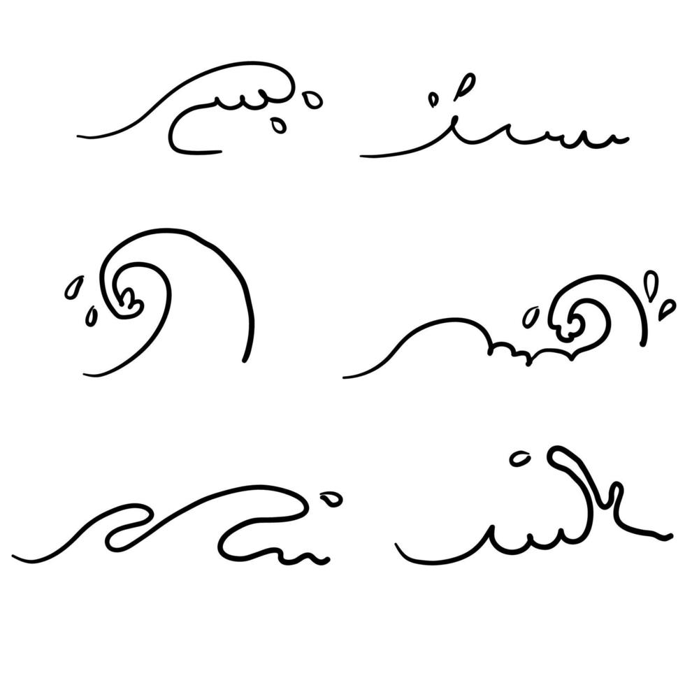 conjunto de vetores de onda desenhados à mão doodle gráfico
