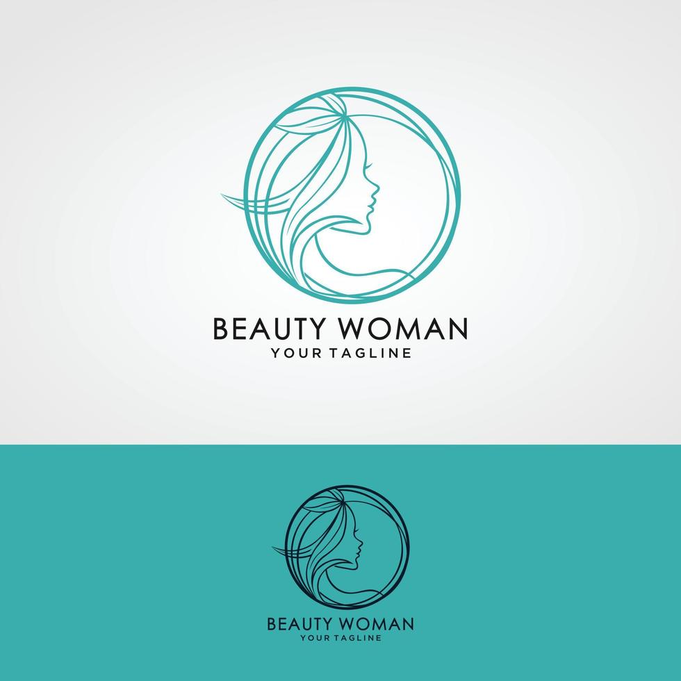 ilustração design de logotipo de sinal de silhueta de mulheres bonitas vetor