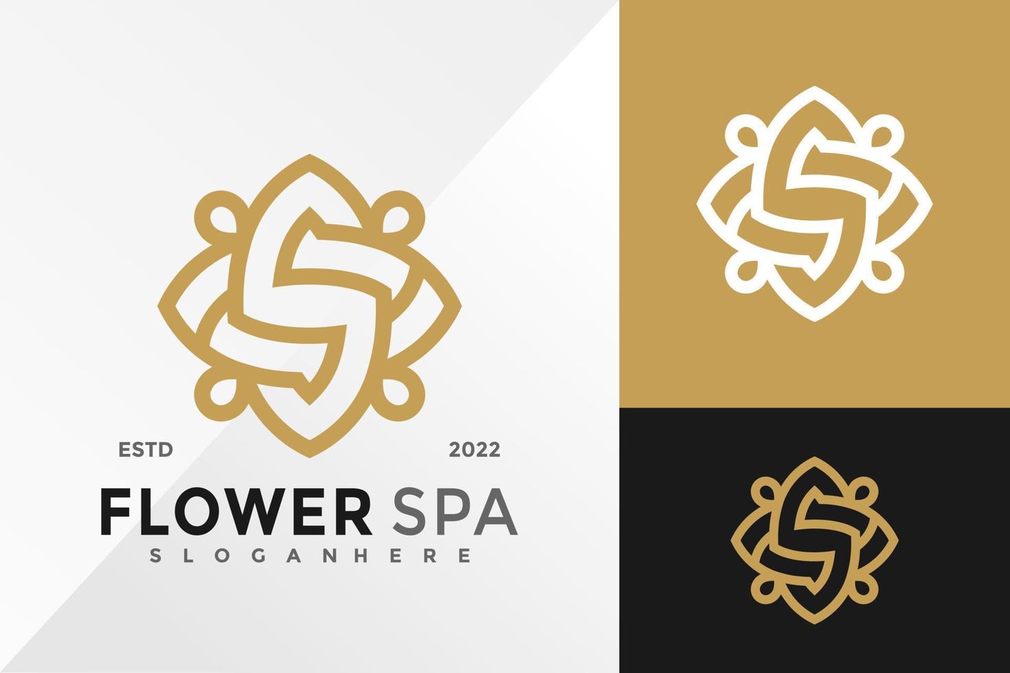 modelo de ilustração vetorial de design de logotipo de spa flor letra s vetor