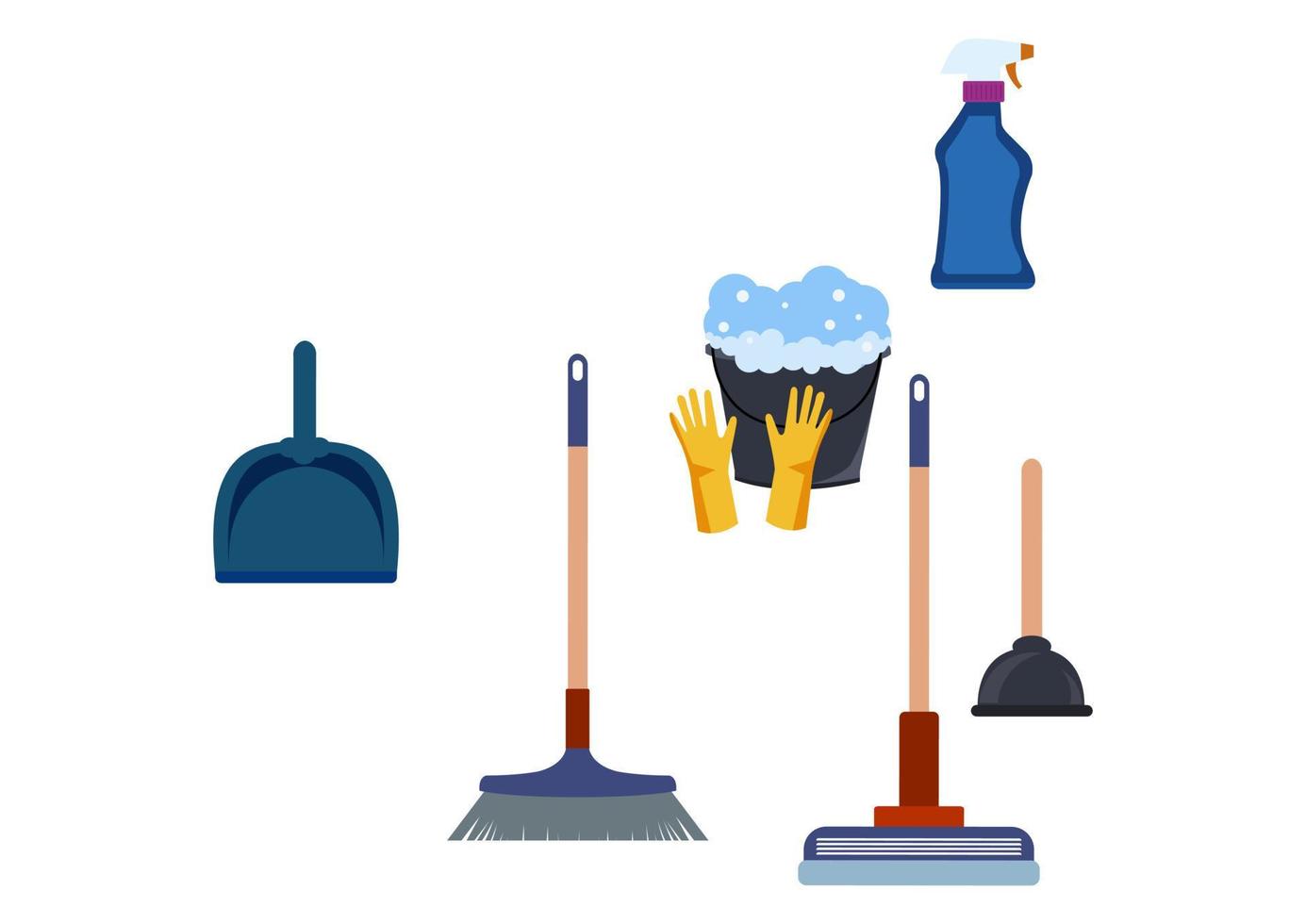conceito de design de serviços de limpeza. ilustração vetorial de estilo simples. símbolos de limpeza e equipamentos domésticos vetor
