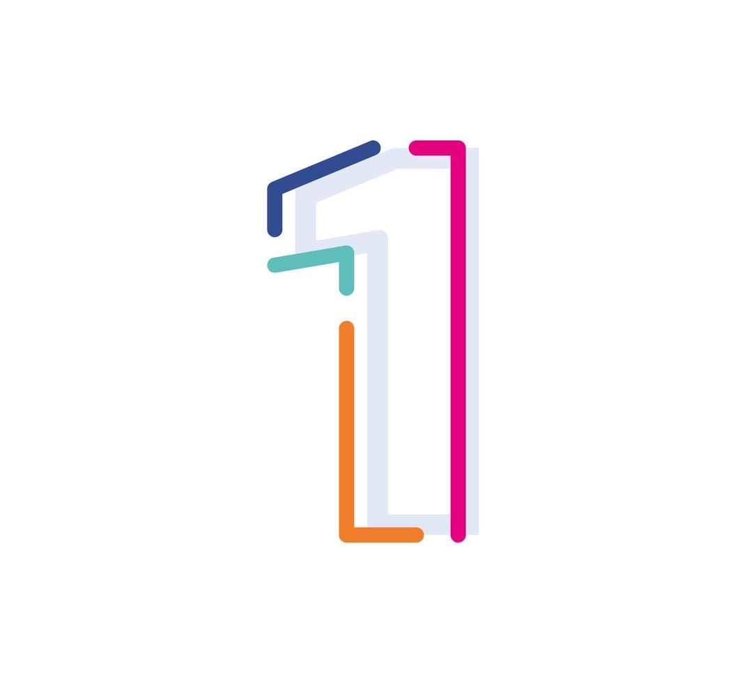 abstrato número 1 linha colorida logotipo-ícone. linhas numerais modernas com novas cores pop art. fonte um modelo de número. definir estilo limpo de linha fina de logotipo. vetor