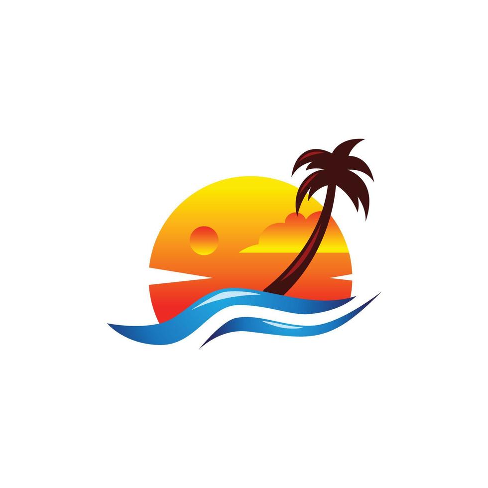 design de conceito moderno de logotipo de praia vetor