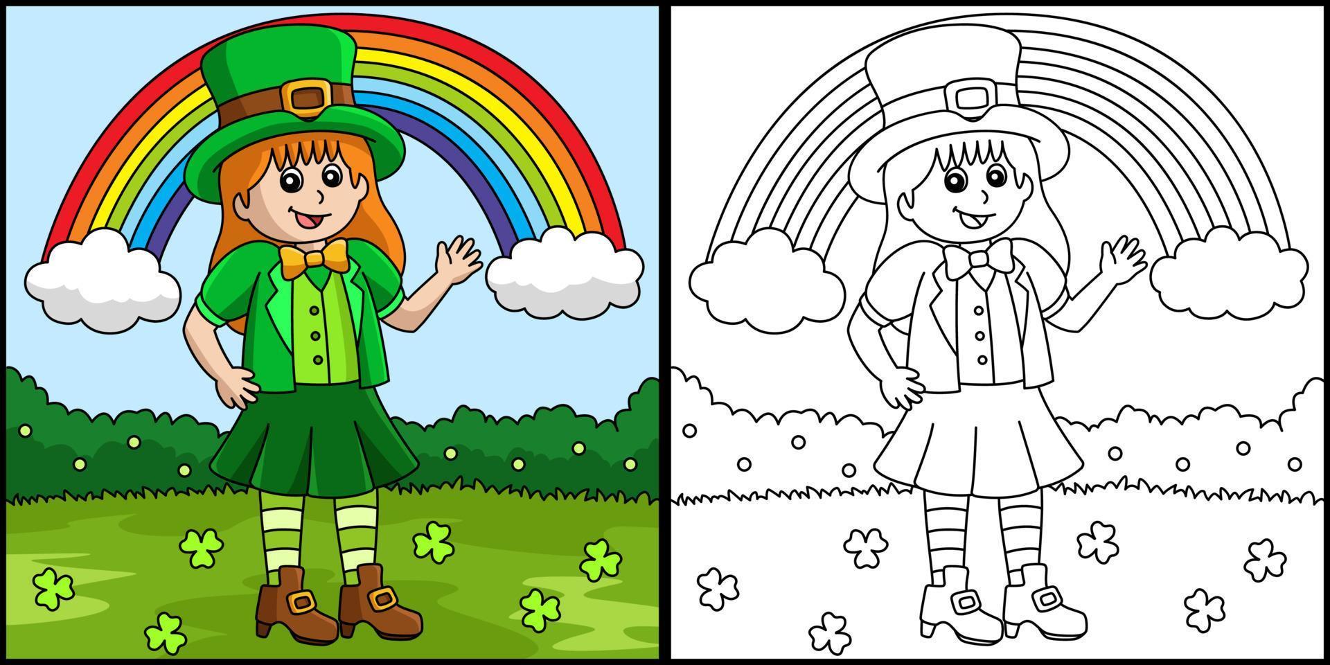 desenho de menina duende do dia de são patrício para colorir vetor