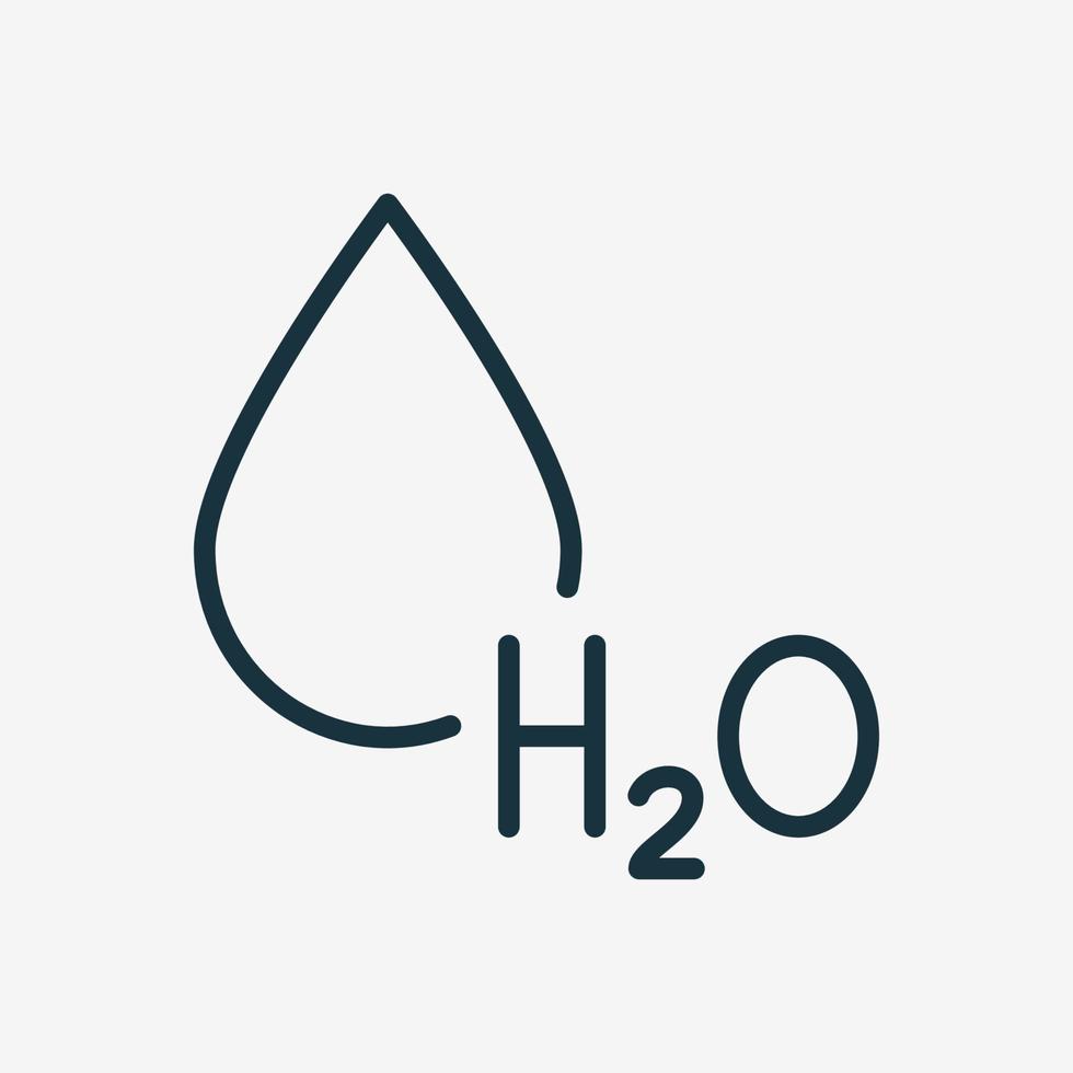 ícone de linha h2o. ícone linear de gota de água. fórmula química da água. símbolo de água fresca. ilustração vetorial. vetor