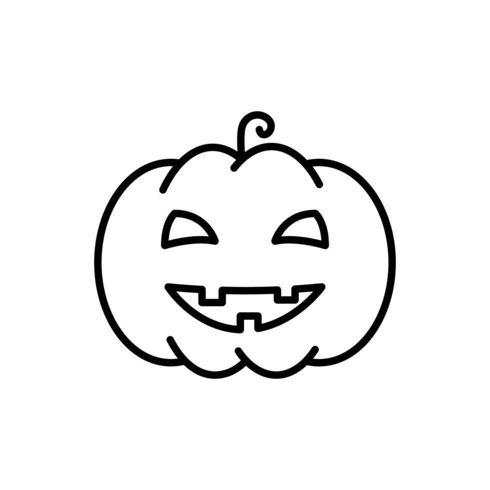 ícone de linha de abóbora de halloween. lanterna jack assustador para celebração do pictograma linear de 31 de outubro. cara de abóbora engraçada para o ícone de contorno de decoração de halloween. traço editável. ilustração vetorial. vetor