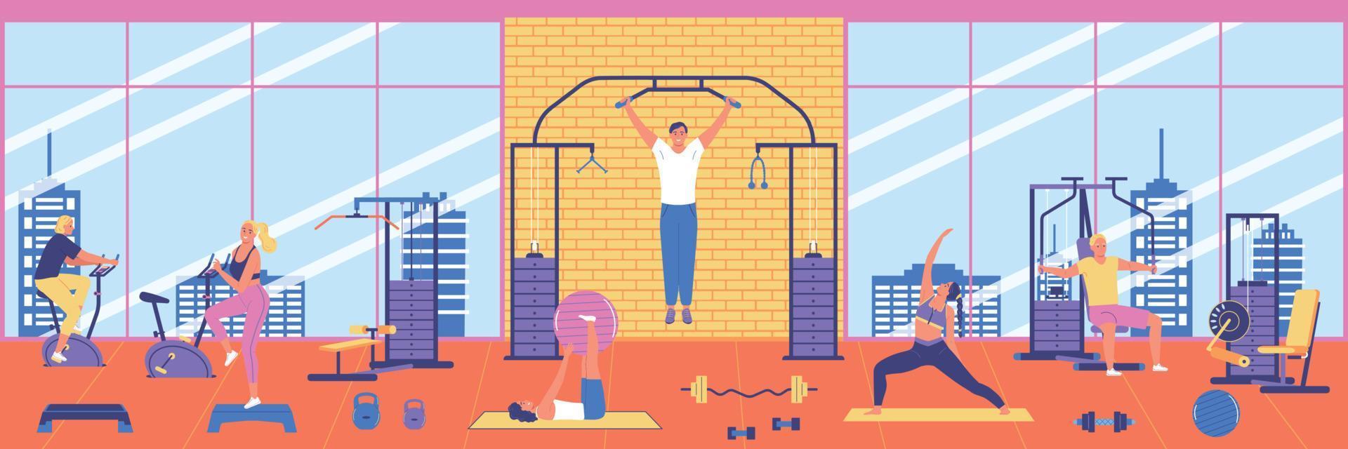 ilustração horizontal de fitness vetor