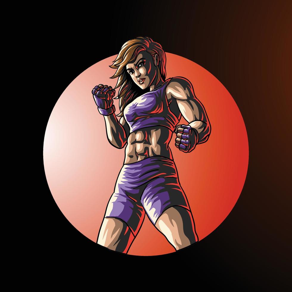 ilustração vetorial de boxeador lutador feminino vetor