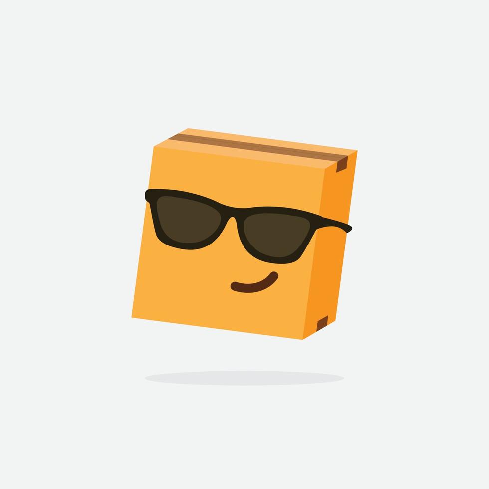 caixa de papelão. caixa engraçada. personagem de caixa. caixa de entrega. emoji de caixa. vetor