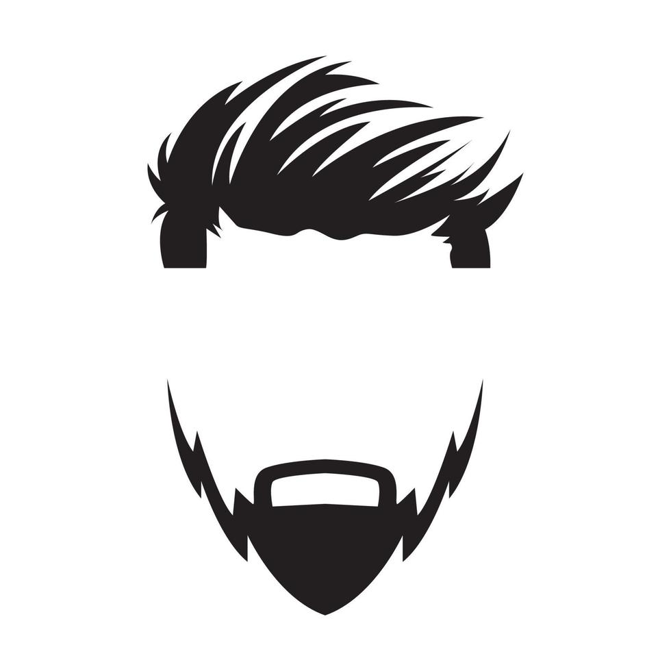penteado de homem legal com design de logotipo de barba, ideia criativa de ilustração de ícone de símbolo gráfico vetorial vetor