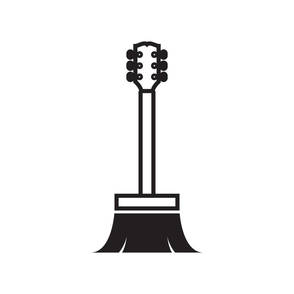 design de logotipo de guitarra de vassoura, ilustração de ícone de símbolo gráfico vetorial ideia criativa vetor