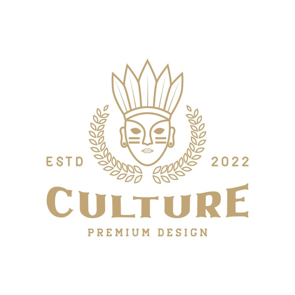 máscara cultura floresta design de logotipo étnico vetor gráfico símbolo ícone ilustração ideia criativa