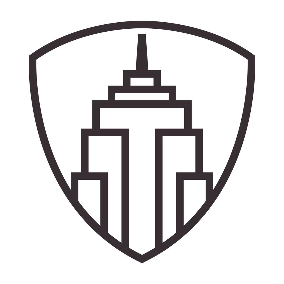 escudo arranha-céu linhas logotipo símbolo vetor ícone ilustração design gráfico
