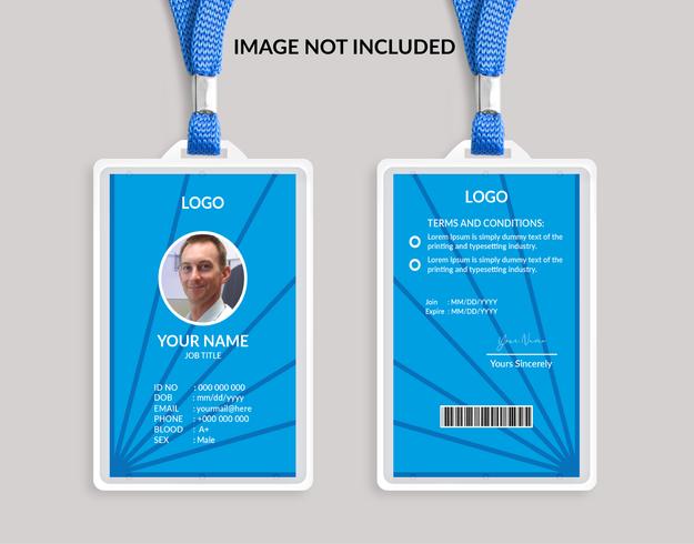 Modelo de cartão de identificação azul incrível 13 vetor
