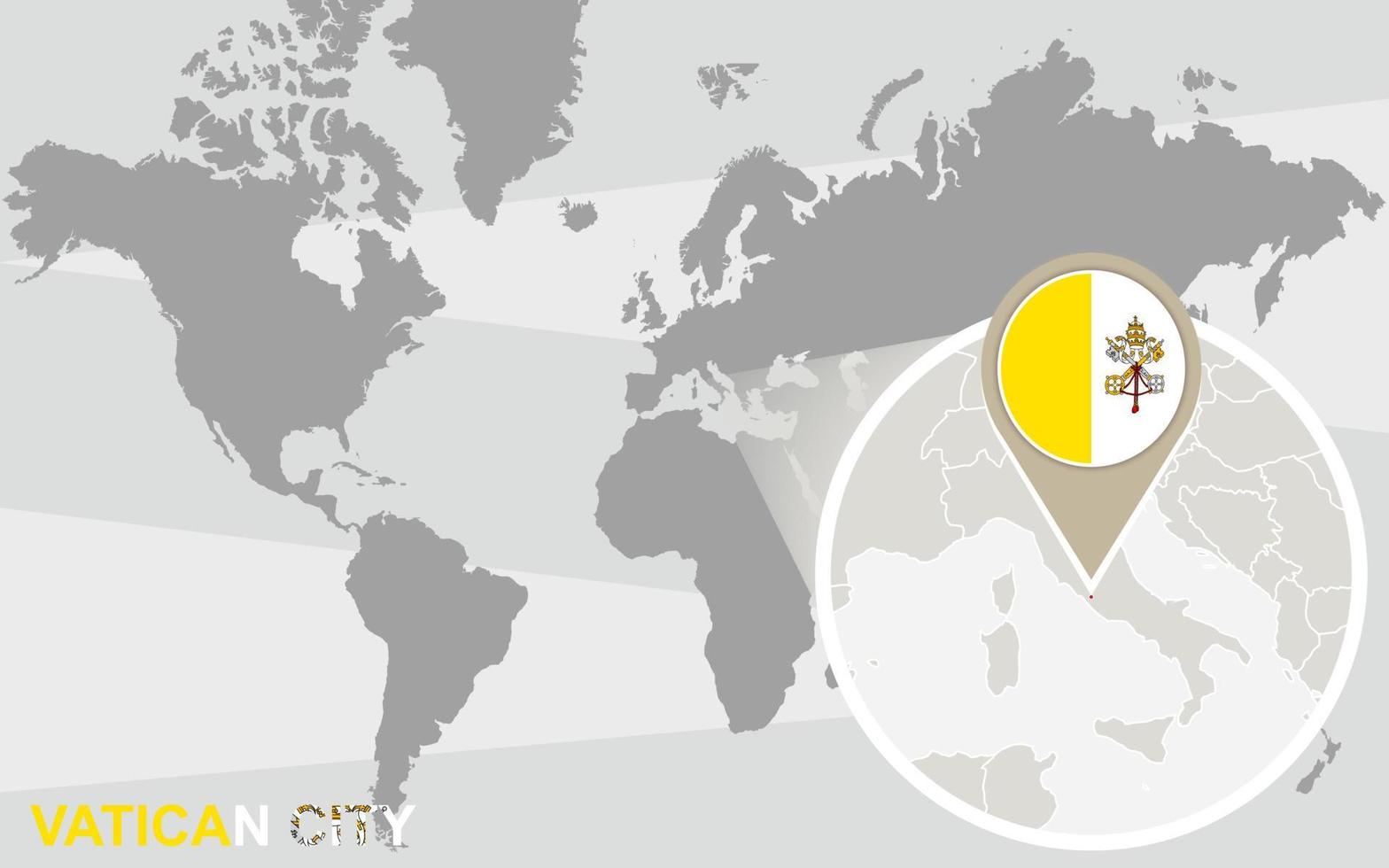 mapa-múndi com cidade ampliada do vaticano vetor