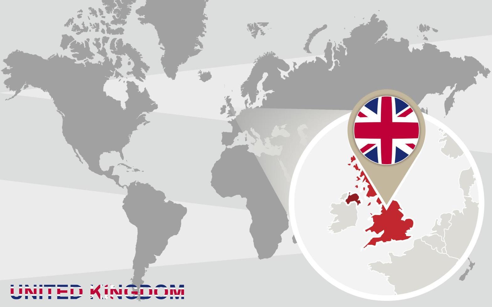 mapa do mundo com o Reino Unido ampliado vetor