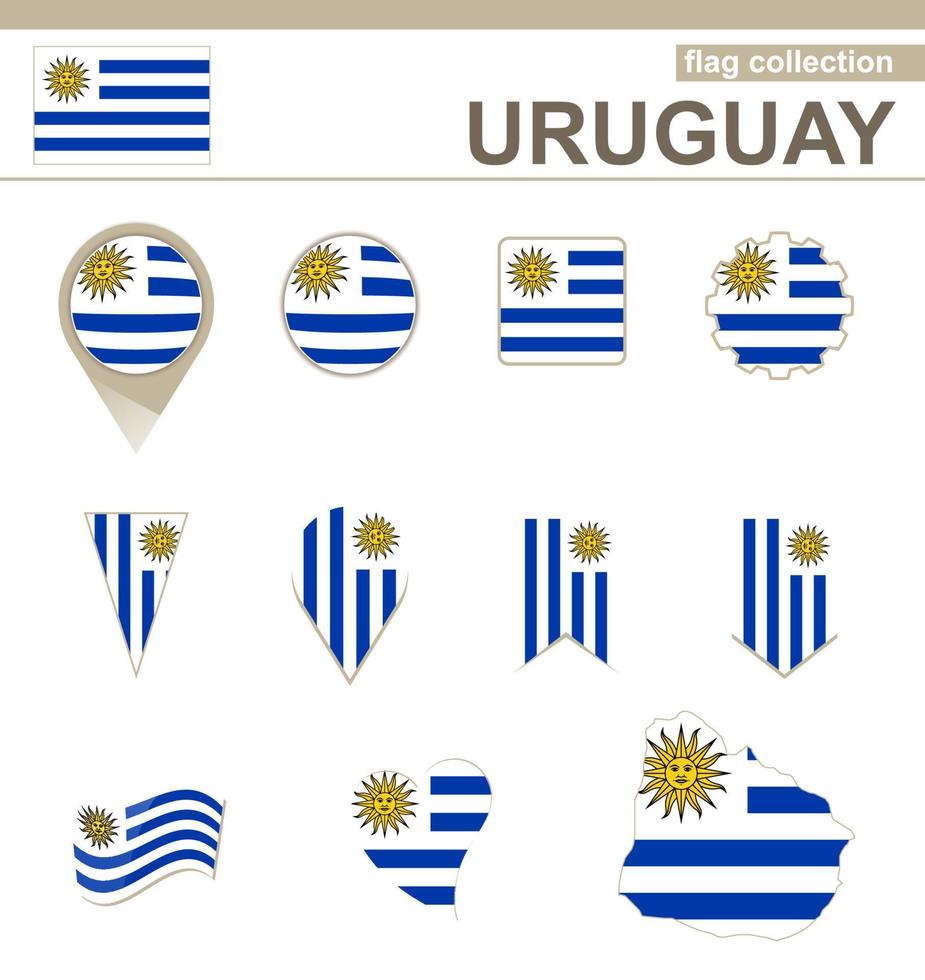 coleção de bandeira do uruguai vetor