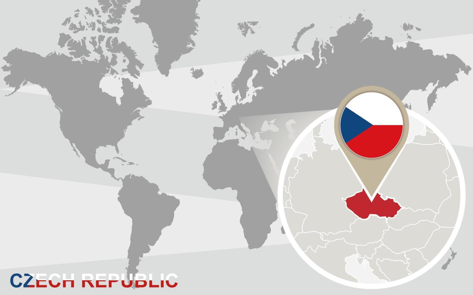 mapa-múndi com república checa ampliada vetor