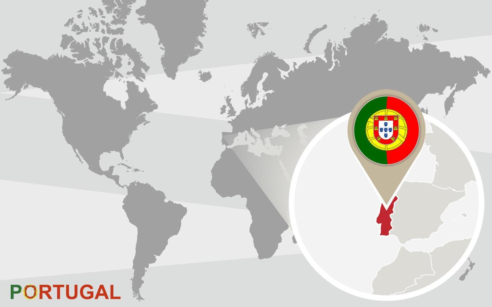 mapa do mundo com portugal ampliado vetor