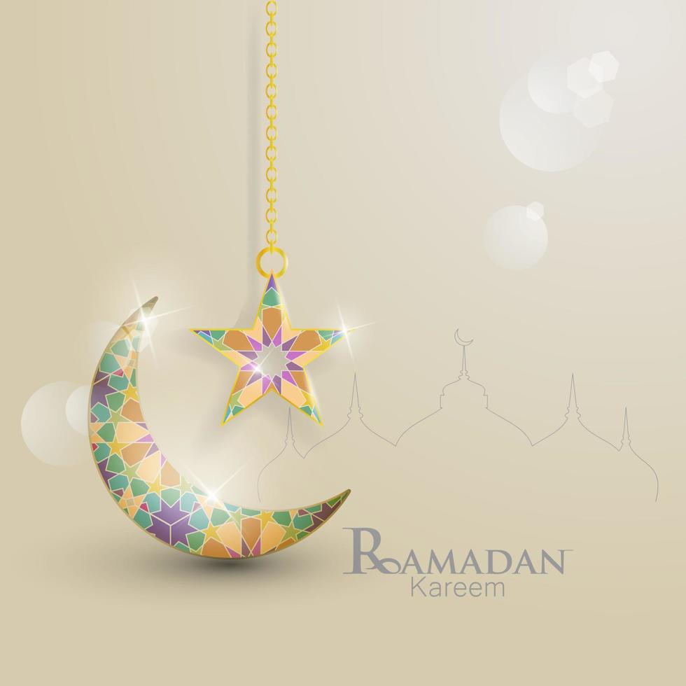 Ramadan Karim. ilustrações crescentes com ornamentos islâmicos. vetor
