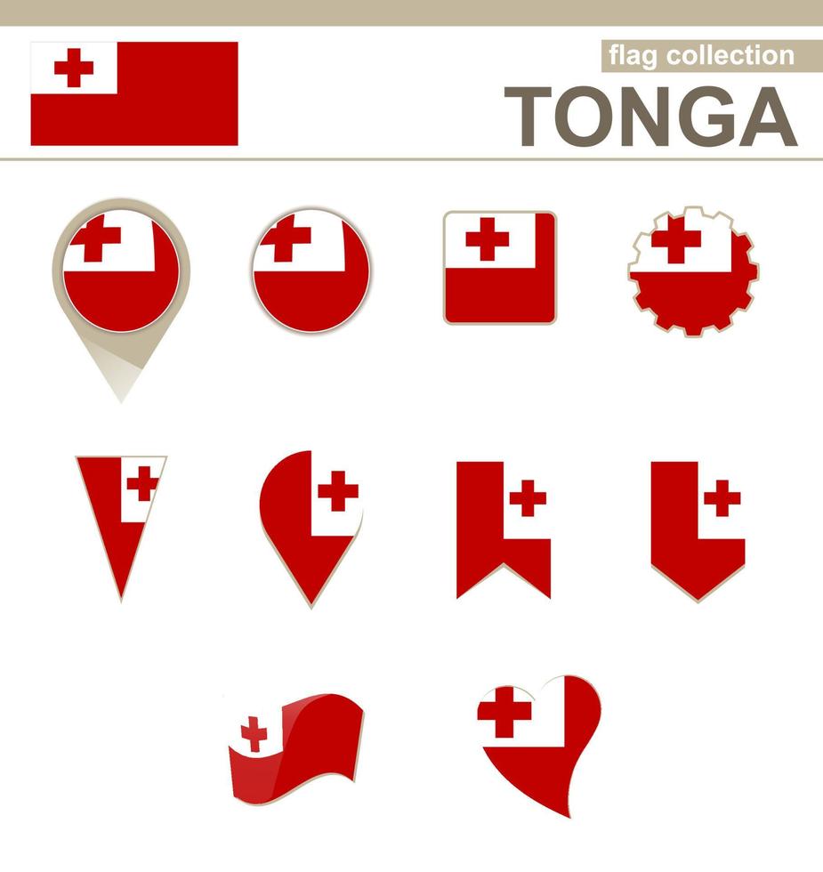 coleção de bandeiras de tonga vetor