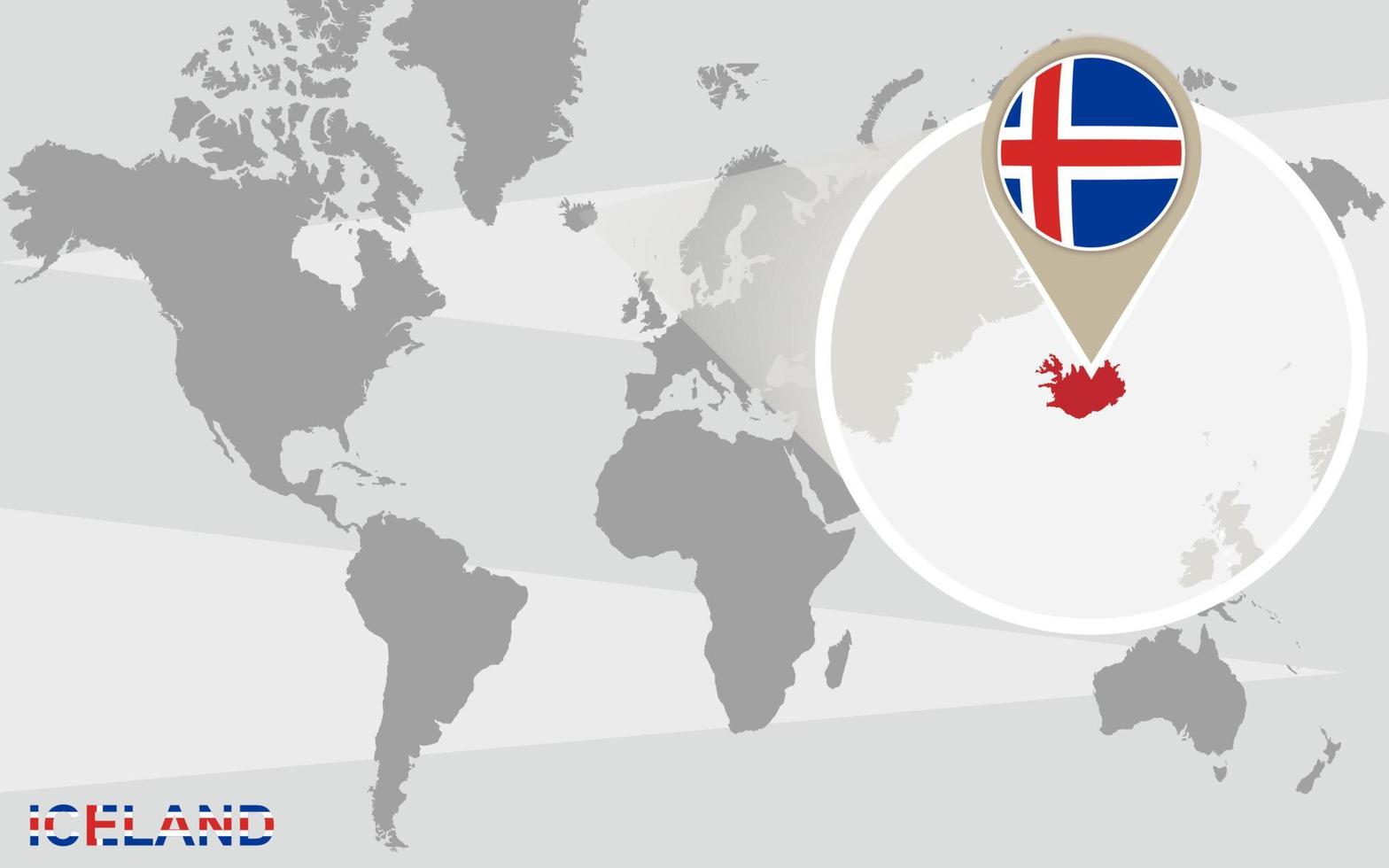 mapa do mundo com a Islândia ampliada vetor