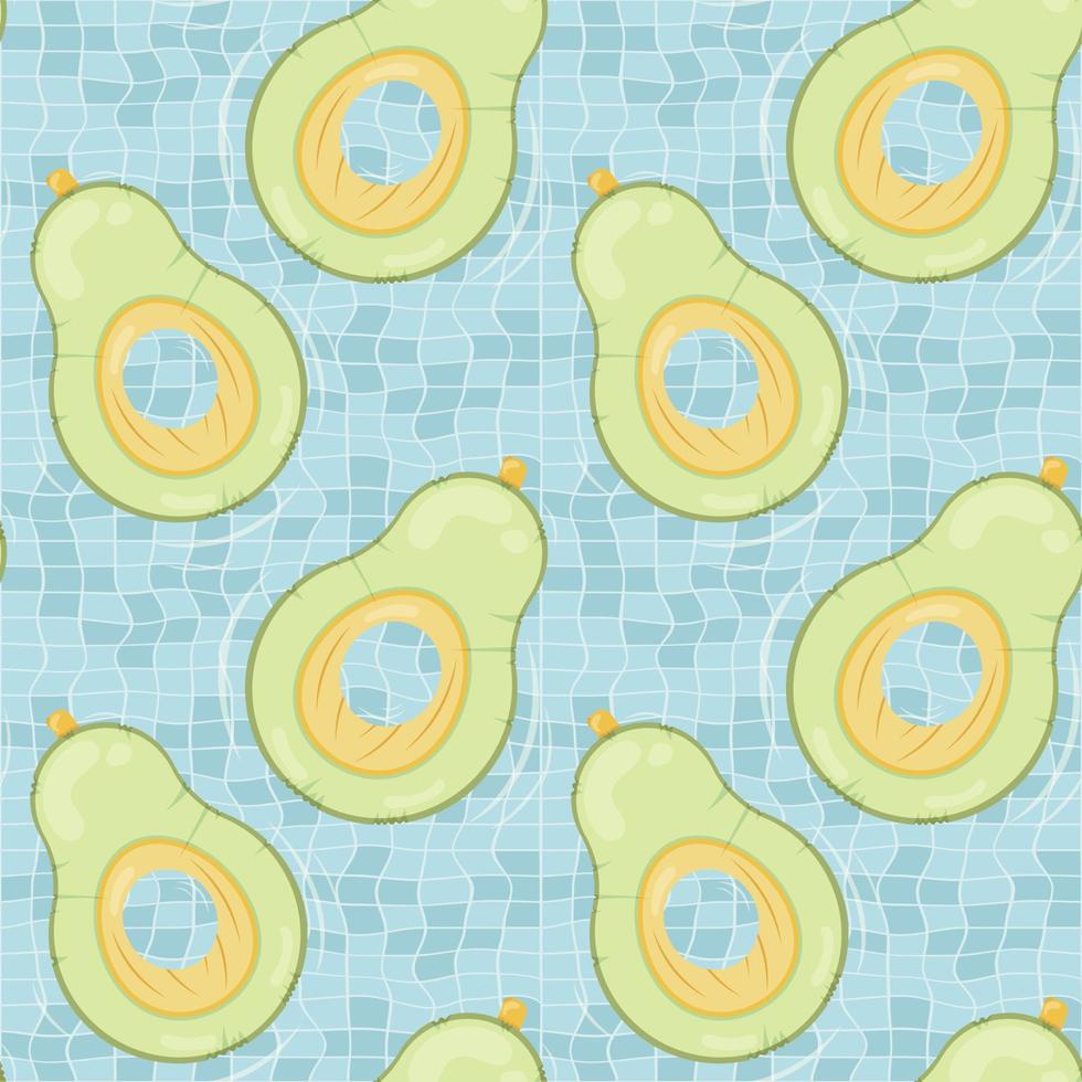 padrão perfeito com colchões infláveis em forma de abacate para festa na piscina, fundo de tecido e banner vetor