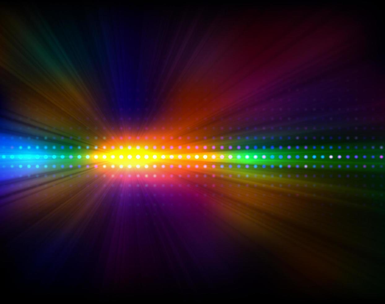 luzes vetoriais e display led. fundo abstrato festa com raios de luz multicoloridos. uma cena de festa abstrata futurista com vigas de néon coloridas. vetor
