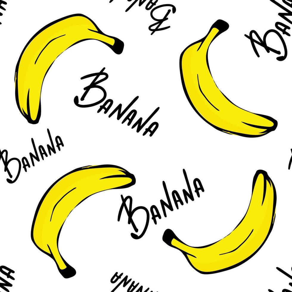 padrão de vetor sem costura de banana no fundo branco