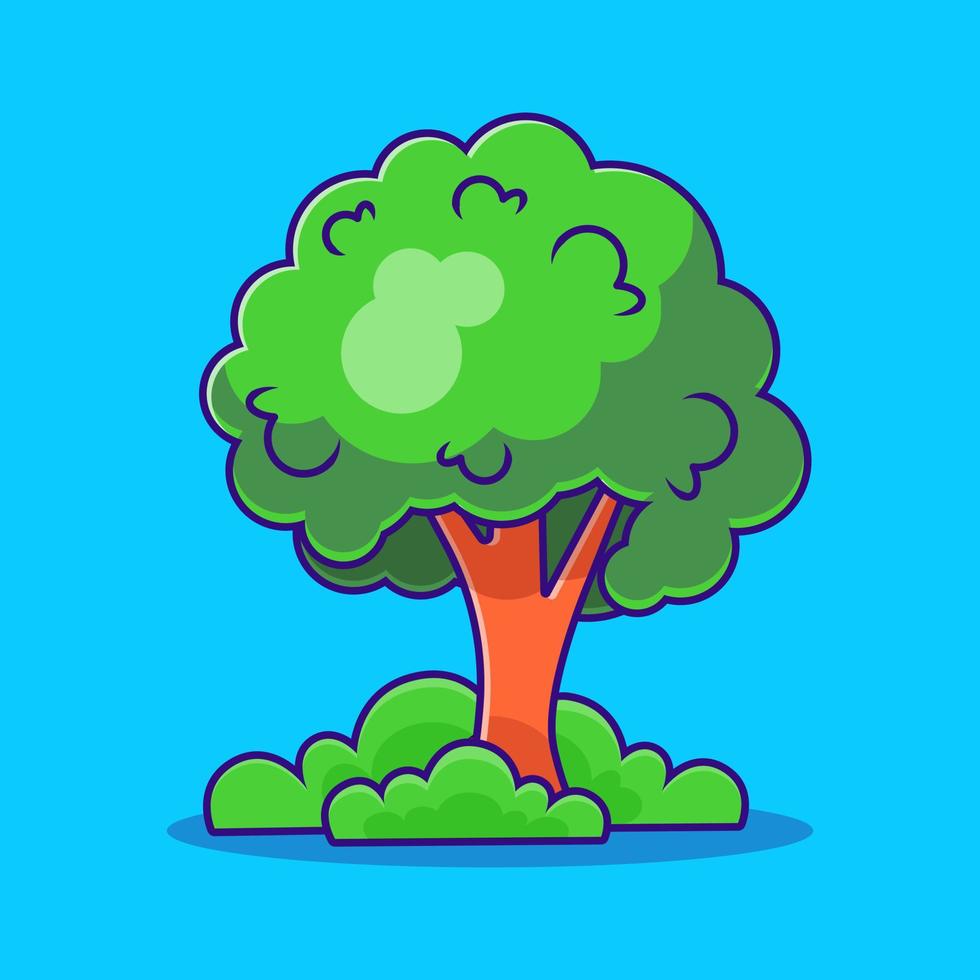 ilustração de ícone de vetor de árvore dos desenhos animados. conceito de ícone da natureza isolado