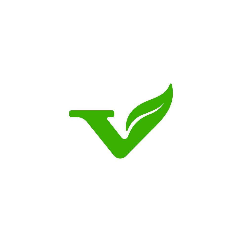letra v logotipo da folha. logotipo da natureza. letras logo inicial vetor