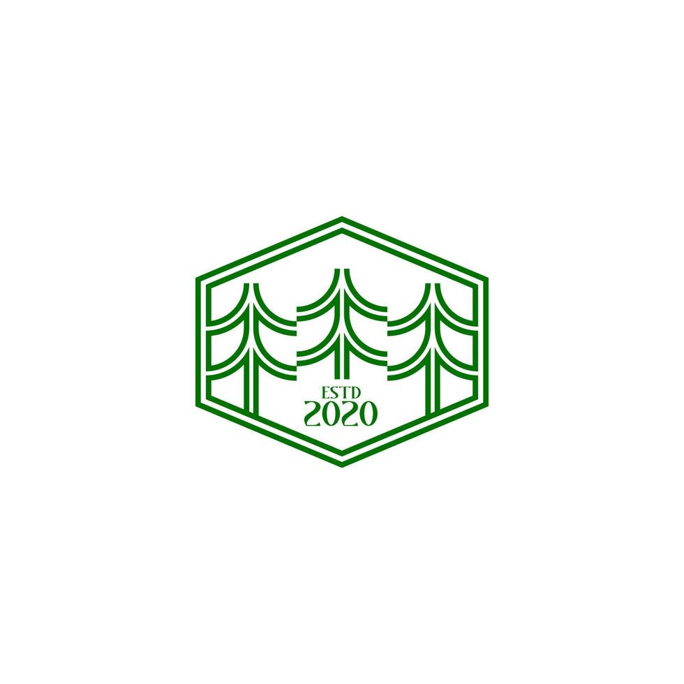 distintivo de logotipo de pinheiro de contorno. logotipo de silhueta de pinheiros vetor