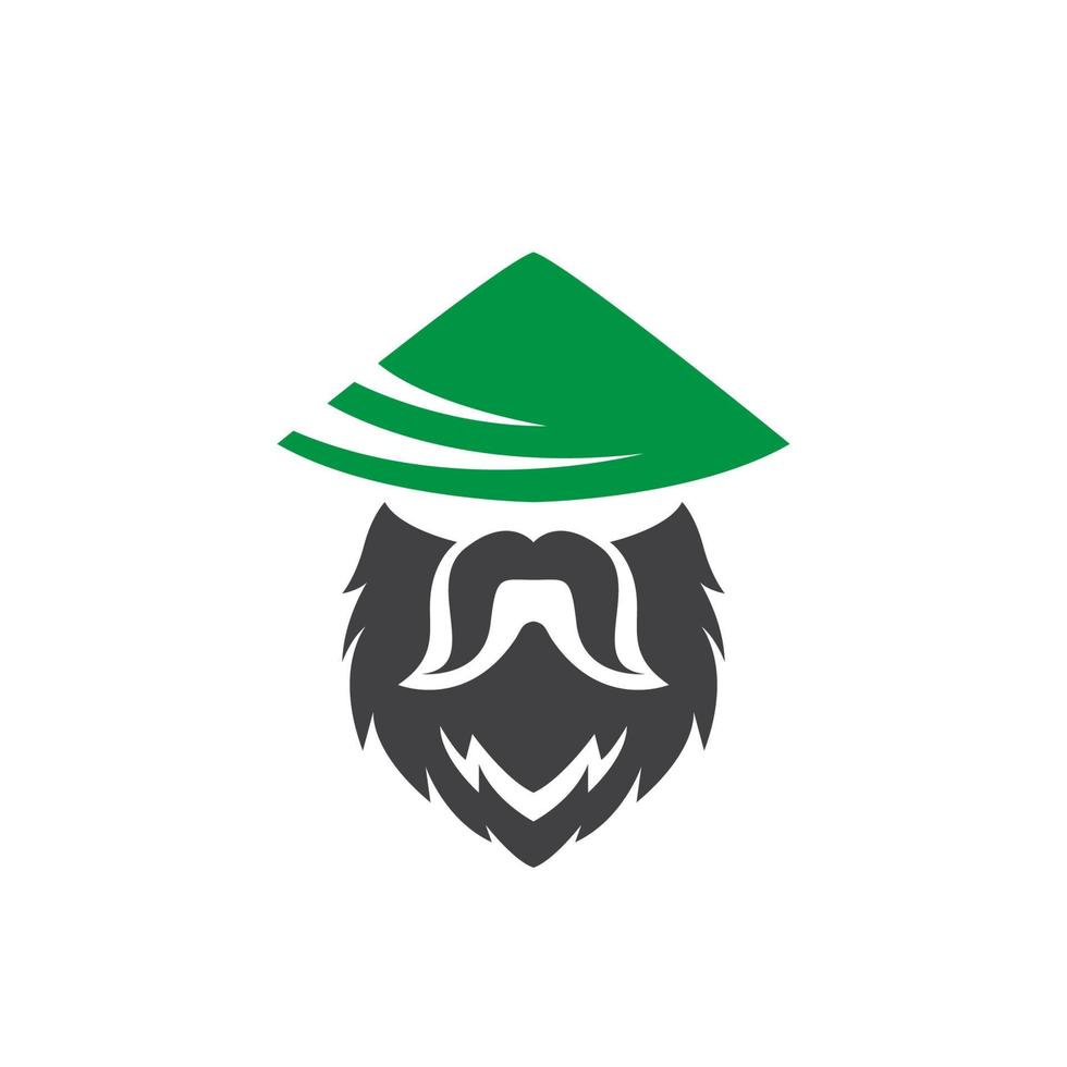 design de logotipo de barba longa de agricultor velho, ilustração de ícone de símbolo gráfico vetorial ideia criativa vetor