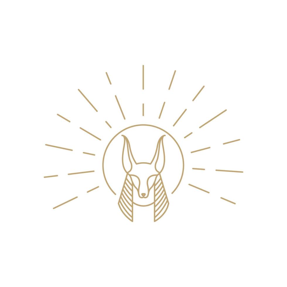 hipster anubis com design de logotipo de sol, ilustração de ícone de símbolo gráfico vetorial ideia criativa vetor