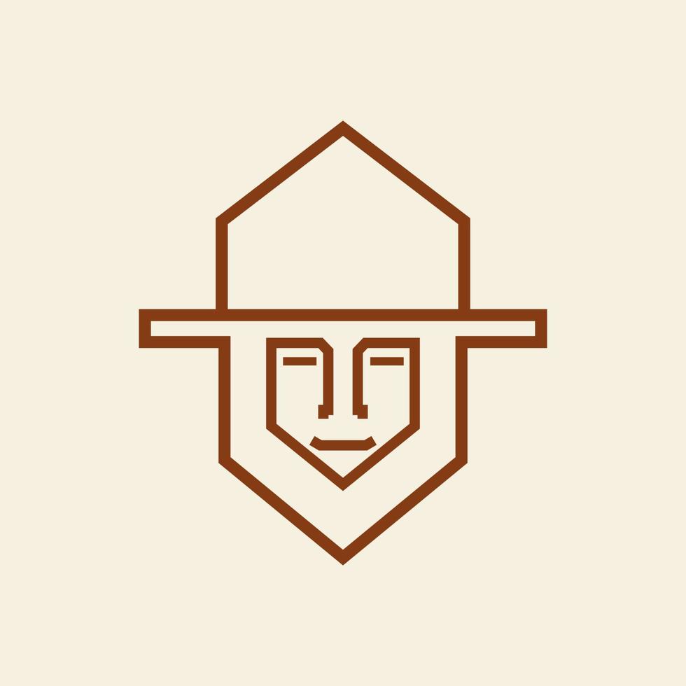 design de logotipo de castelo de guerreiro de rosto de linha, ilustração de ícone de símbolo gráfico vetorial ideia criativa vetor